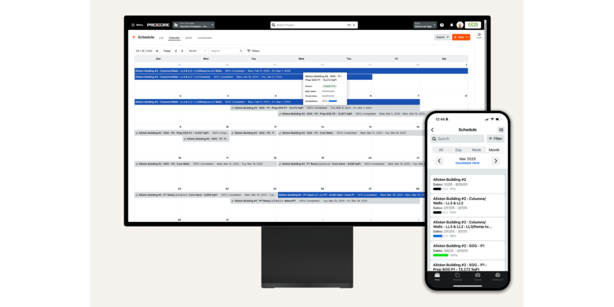 Procore Electrical Contractor software UI